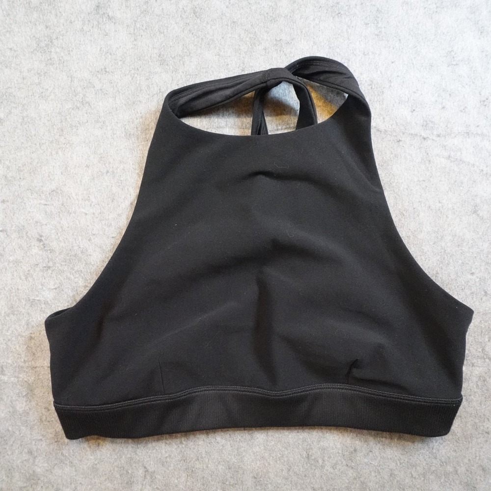 Alo Yoga Sports Bra Top Women Large Black High Neck Racerback Cutout Back Active